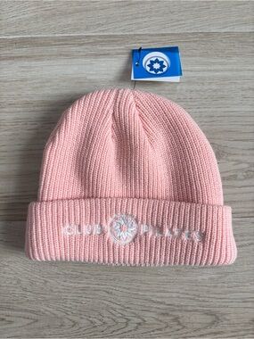 NWT Club Pilates Ribbed Knit Lid Beanie Hat Dusty Rose Pink Women’s One Size